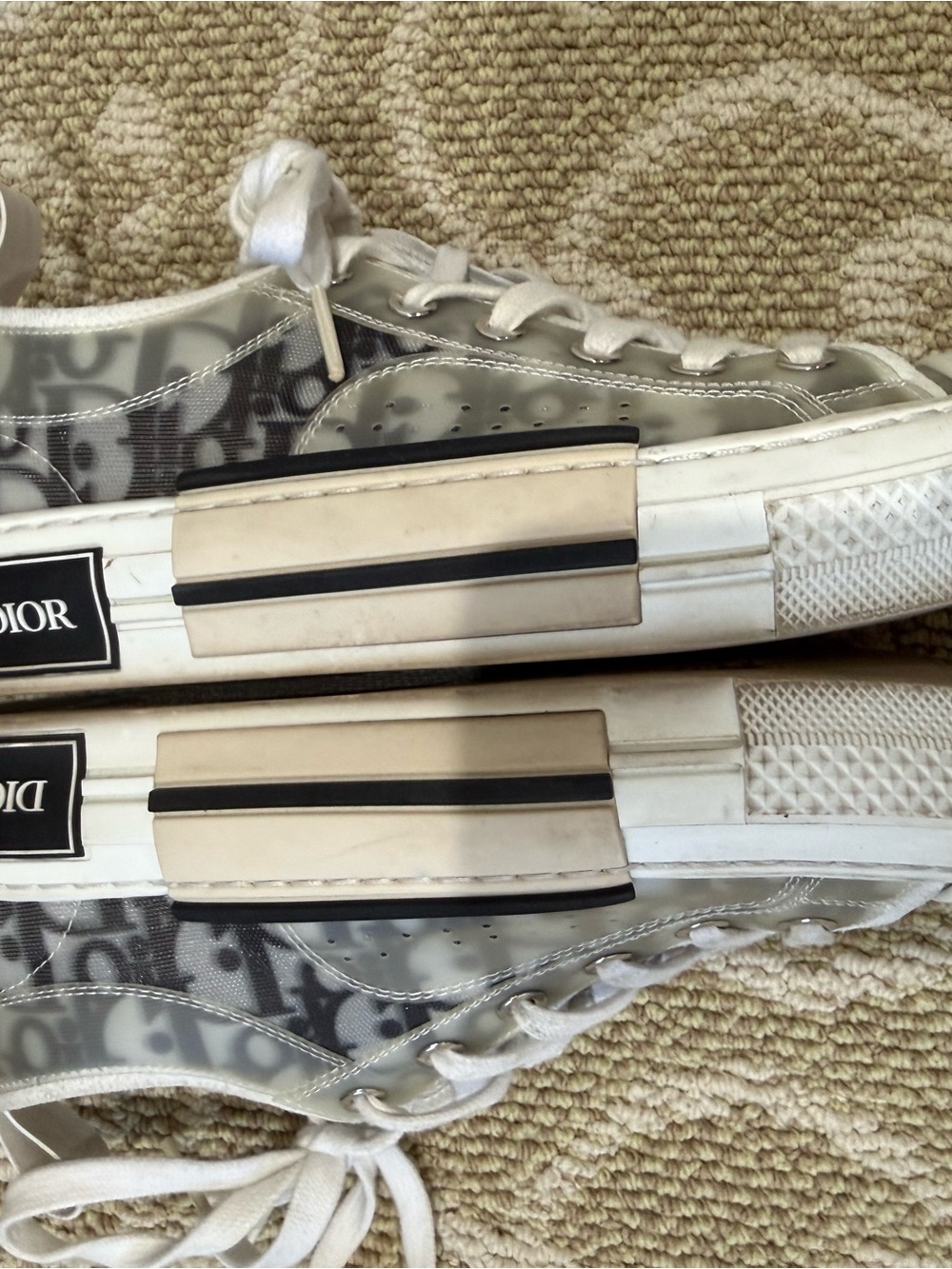 Dior Transparent Monogram Low-Top Sneakers in Silver and White - Picture 9 of 11